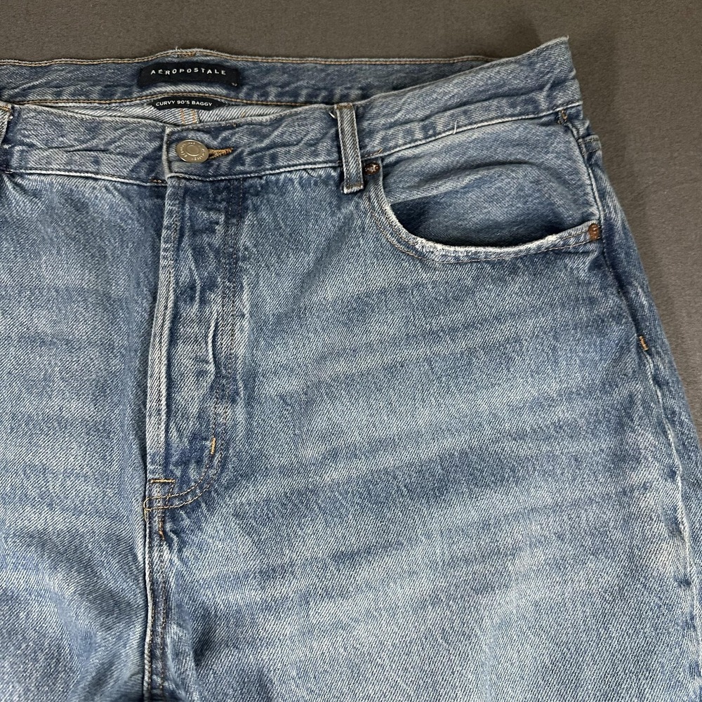Aeropostale Curvy 90s Baggy Jeans Womens 18 Blue Light Wash High Rise Relaxed - Picture 4 of 15